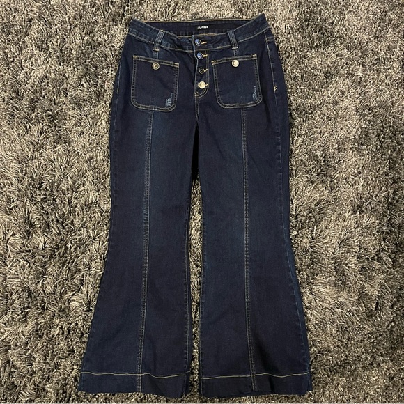 🌺FLAMINGO DARK WASH HIGH RISE WIDE LEG DENIM JEANS SIZE MEDIUM🌺 - Picture 2 of 8